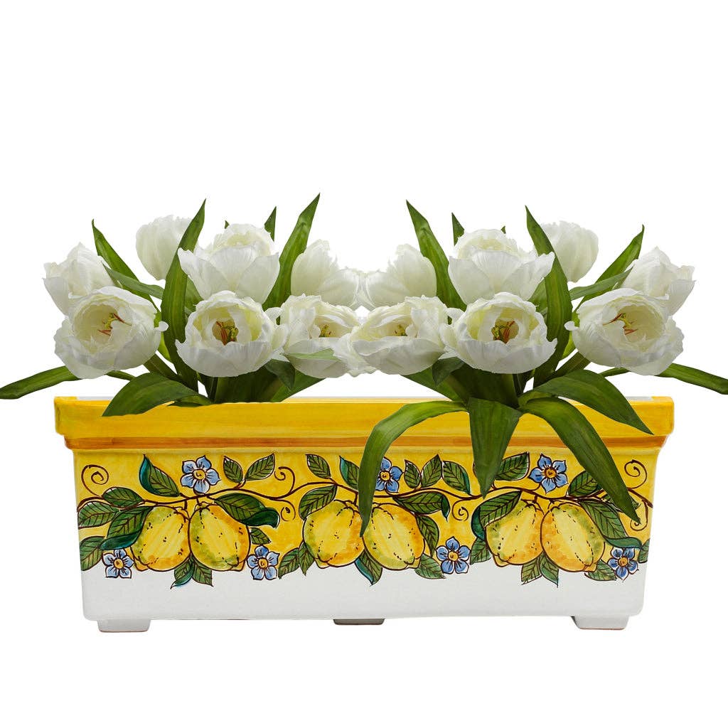Artistica - Deruta of Italy - Wholesale Planter Box - SICILIA: Jardiniere from Caltagirone YELLOW Lemon Design9