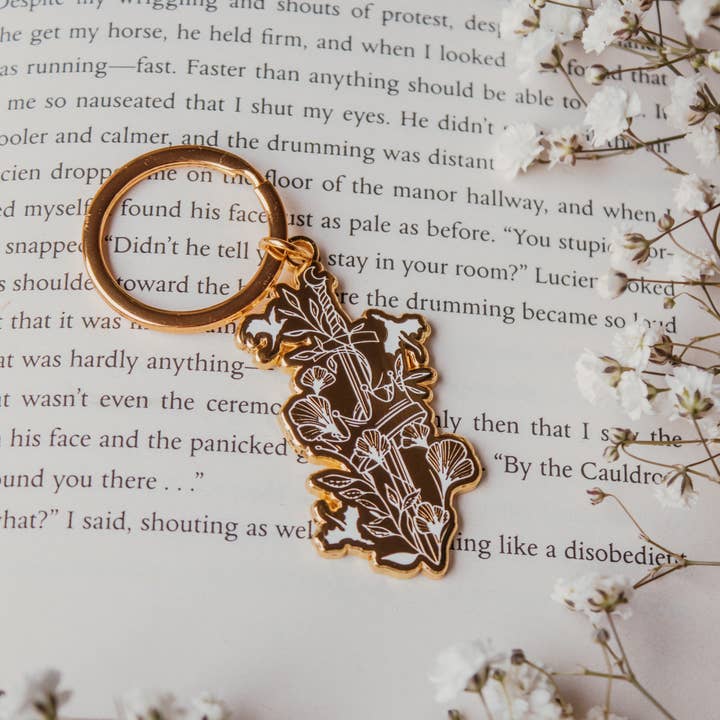 Meaggie Moos - Wholesale Keychain - Women's - Ivory Sword Fantasy Reader Enamel Keychain7