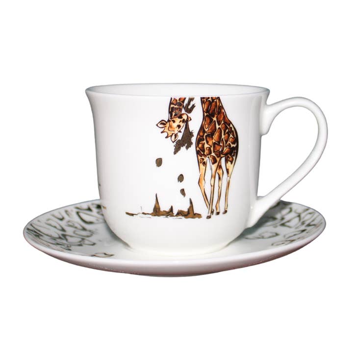 Amboseli Giraffe Tea Cup & Saucer for wholesale by milly sands interiors ltd.