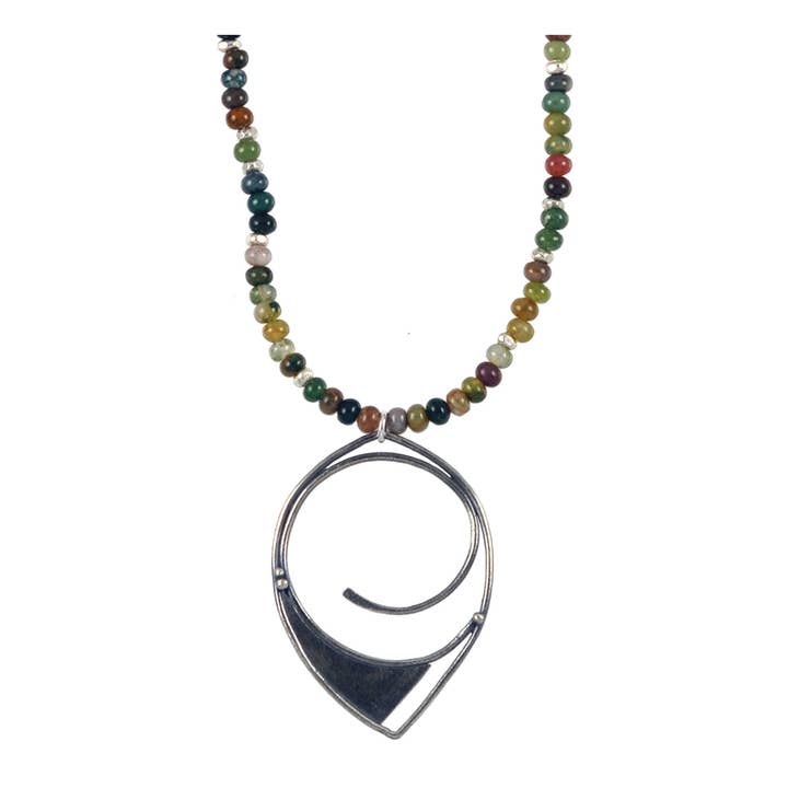 Large french horn pendant on jasper for wholesale by Julia Britell Design