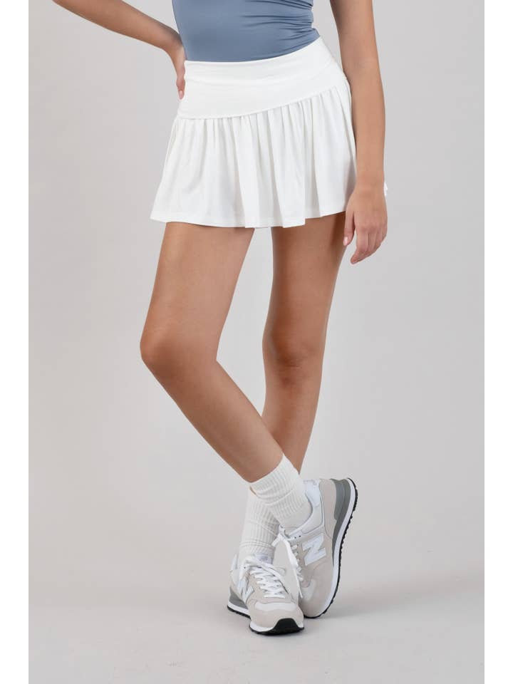 The Workshop Studio - Wholesale Skirt - Women's - WIDE WAISTBAND TENNIS MINI SKIRT WITH SHORTS
