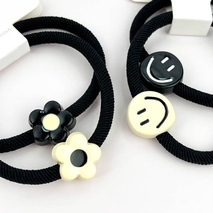 Lazos para el cabello minimalistas con flores y caras sonrientes para venta al por mayor de SoapElenGlen