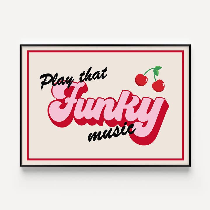 Speel die Funky Muziek Kunstprint voor wholesale door Twisted Rebel Designs