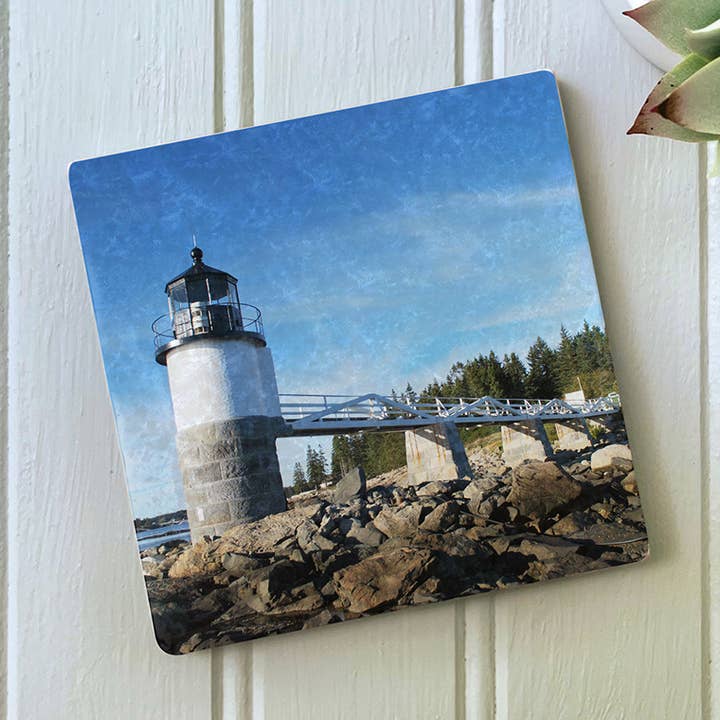 Marshall Point Lighthouse Seitenansicht Marmor Untersetzer für den Großhandel von PhD Design