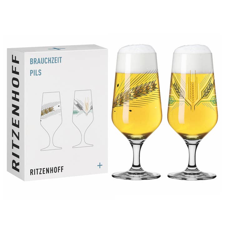 Brauchzeit Pils/beer glasses gold print 0.33cl (set of 2) for wholesale by Ritzenhoff