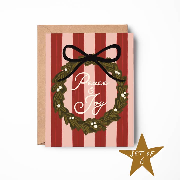 Peace And Joy Card - Box Set of 6 for wholesale by Pink Pigeon Studio