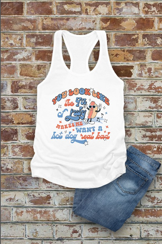 Top Avenue - Wholesale Tank Top - Women's -  You Look Like The Fourth of July, Make Me Want a Hot Dog, Women Fit Fitted Racerback Tank Top0