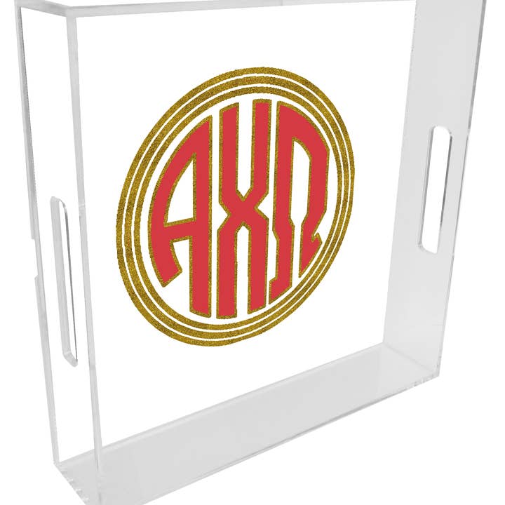 Bandeja Decorativa de Lucita Hecha a Mano de Alpha Chi Omega para venta al por mayor de Marye-Kelley
