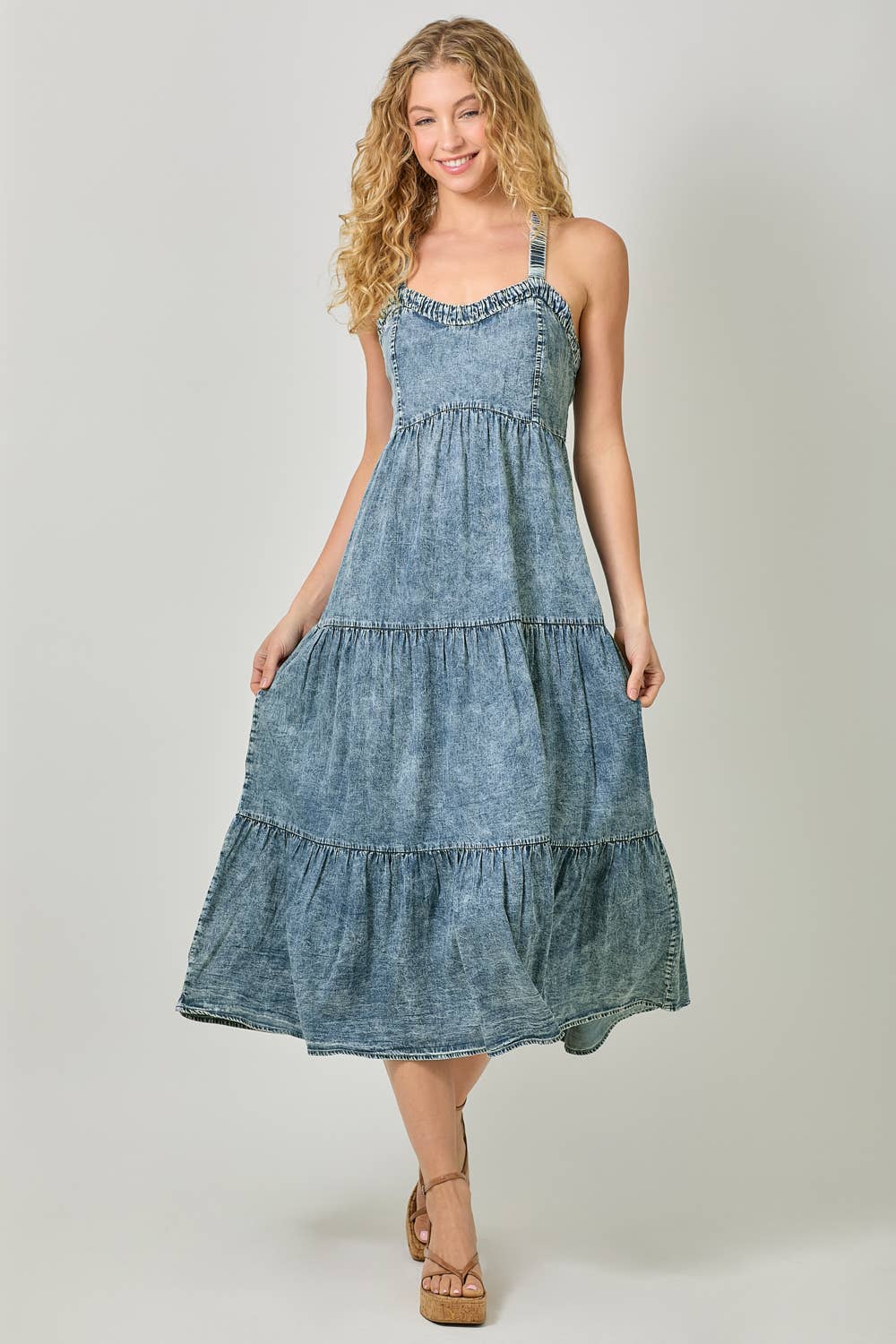 Mystree - Vente Robe – femme - Robe à plusieurs niveaux en tencel délavé 605858