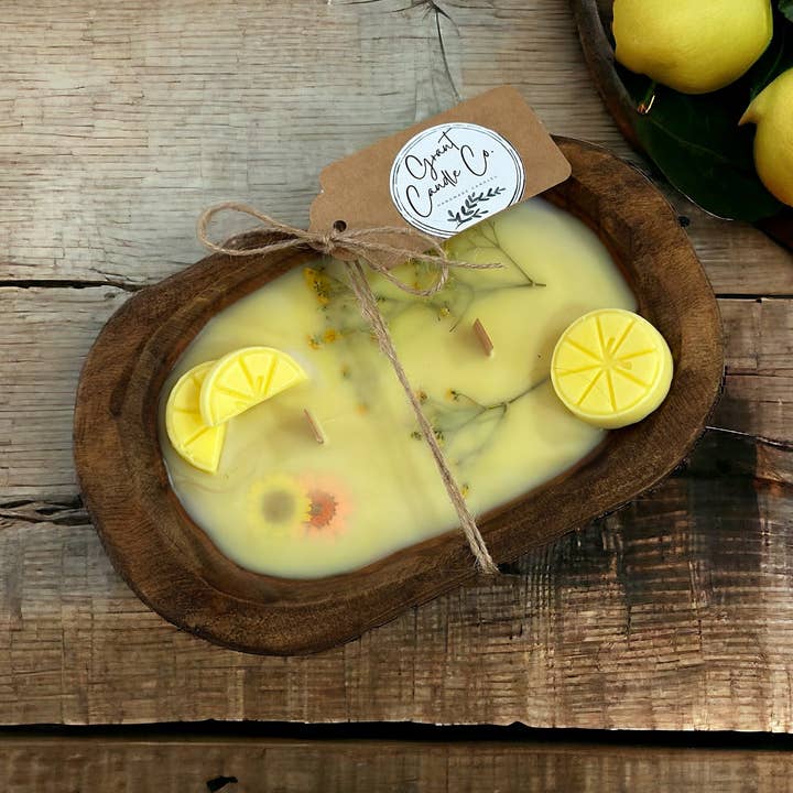 Botanical Dough Bowl, bougie de soya et mousseline de soie pour la vente par Grant Candle Co.