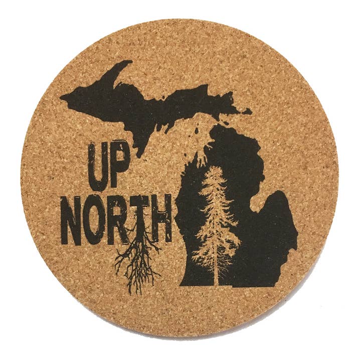 Cork Coasters Michigan Up North Tree for wholesale by Noomoon