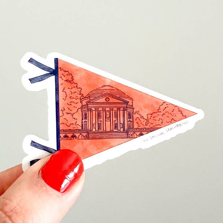 Charlottesville, VA Virginia Rotunda Pennant Flag Water Bottle Sticker for wholesale by Thirteenwinks