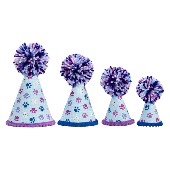 Blue & Purple Paws Hat for wholesale by Pup Party Hats