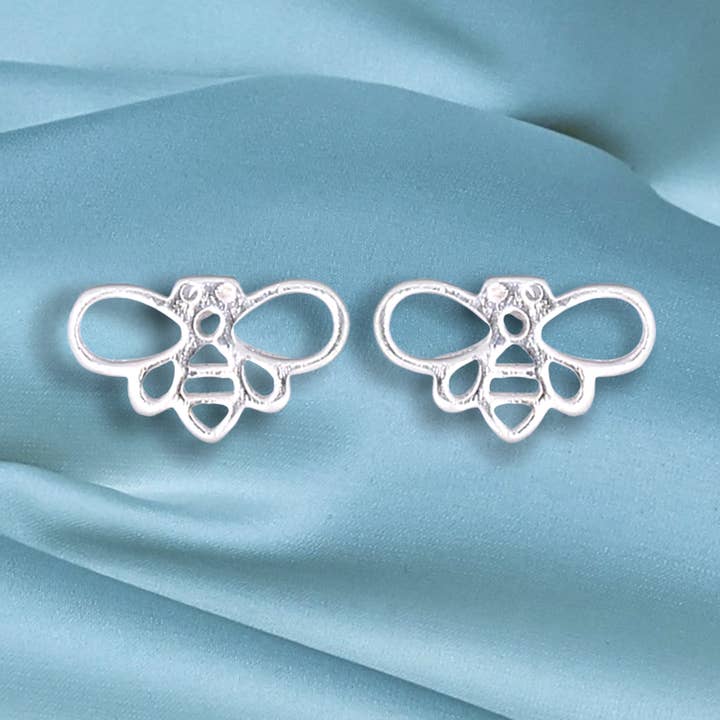 Mini boucles d’oreilles abeilles en argent sterling 925 - OHR925-112 pour la vente par MadamLili