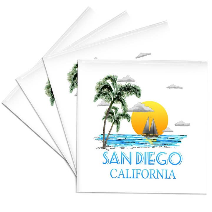 3dRose, San Diego California nautical sailing design of boat and palm trees., Coaster and other Purchase Wholesale san diego coaster. Free Returns & Net 60 Terms on Faire trending on Faire.