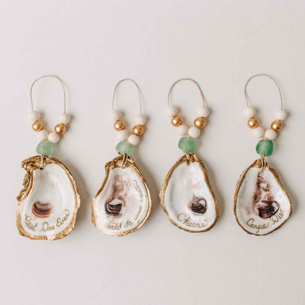 Grit and Grace Studio - Wholesale Ornament - Customized Oyster Ornament / Napkin Ring (Gold Inscription)7