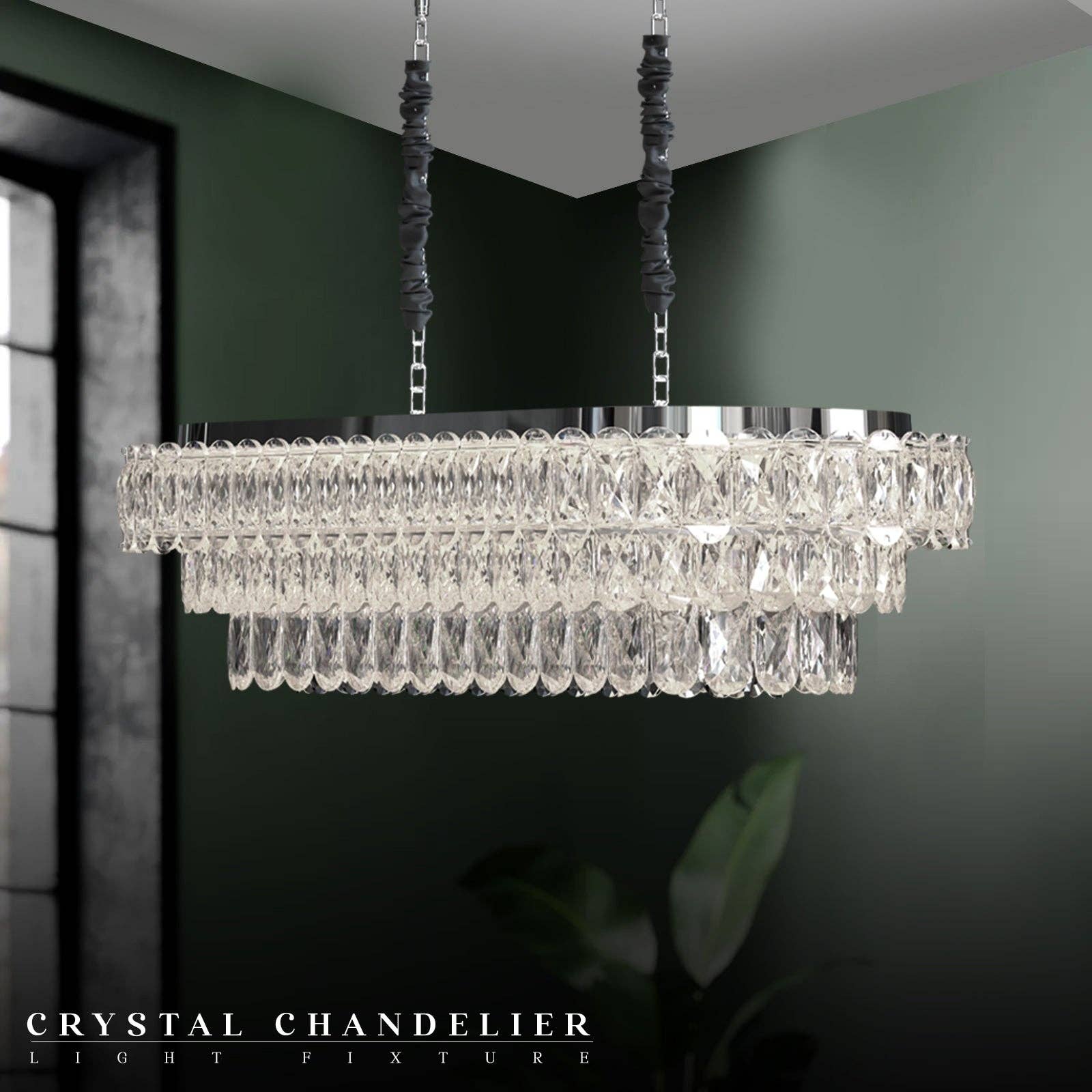 Ledsone - Vente Lustre/Suspension - Lustre de plafond en forme de goutte ovale en cristal ~54243