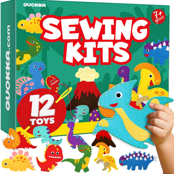 Craft Kits for Kids - 12 Dinos Sewing Kit for wholesale by QUOKKA