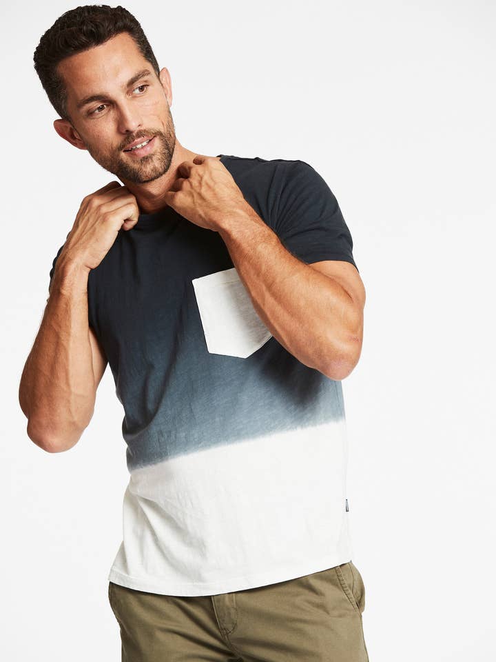 NAVY Gradient Contrast Pocket Tee S/S Style: 30-423005US for wholesale on Faire2