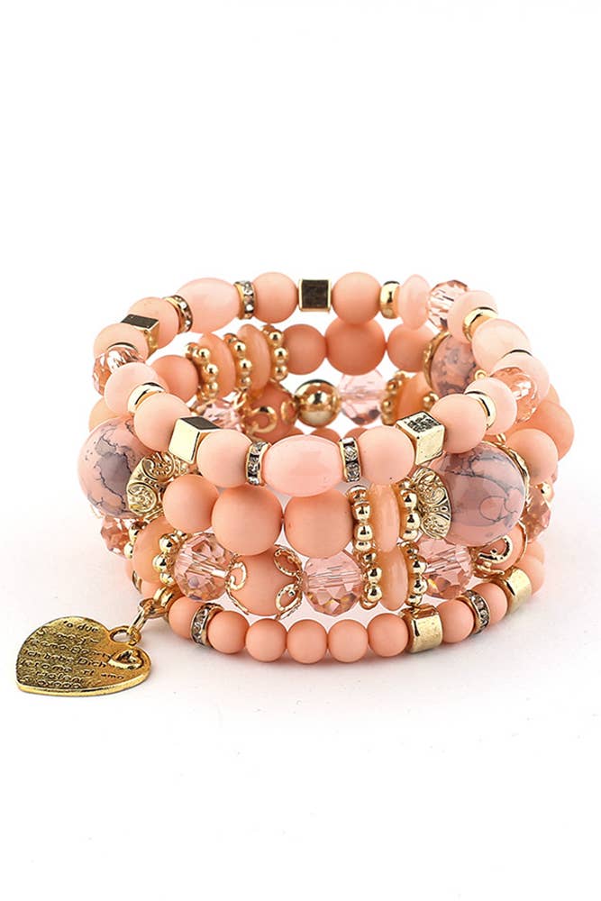 UNISHE – Großhandel Perlenarmband – Böhmisches mehrschichtiges Kristallherz-Perlenarmband ACC7979