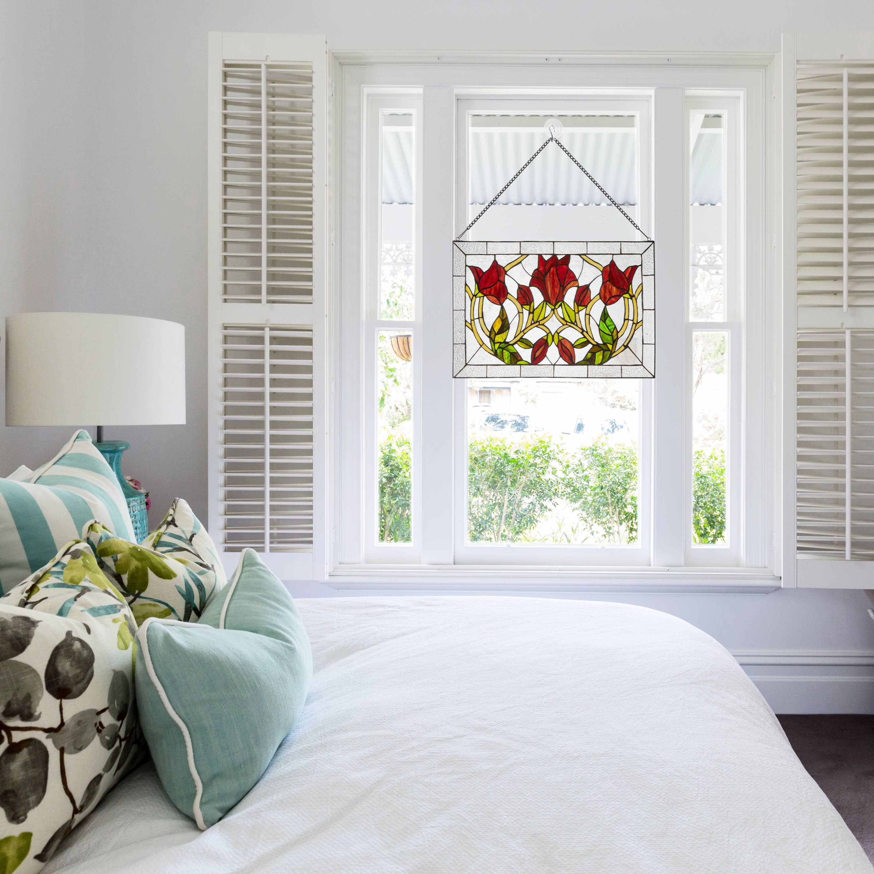 River of Goods - Wholesale Suncatcher - 24"W Floral Vine Tiffany-Style Stained Glass Window Panel10