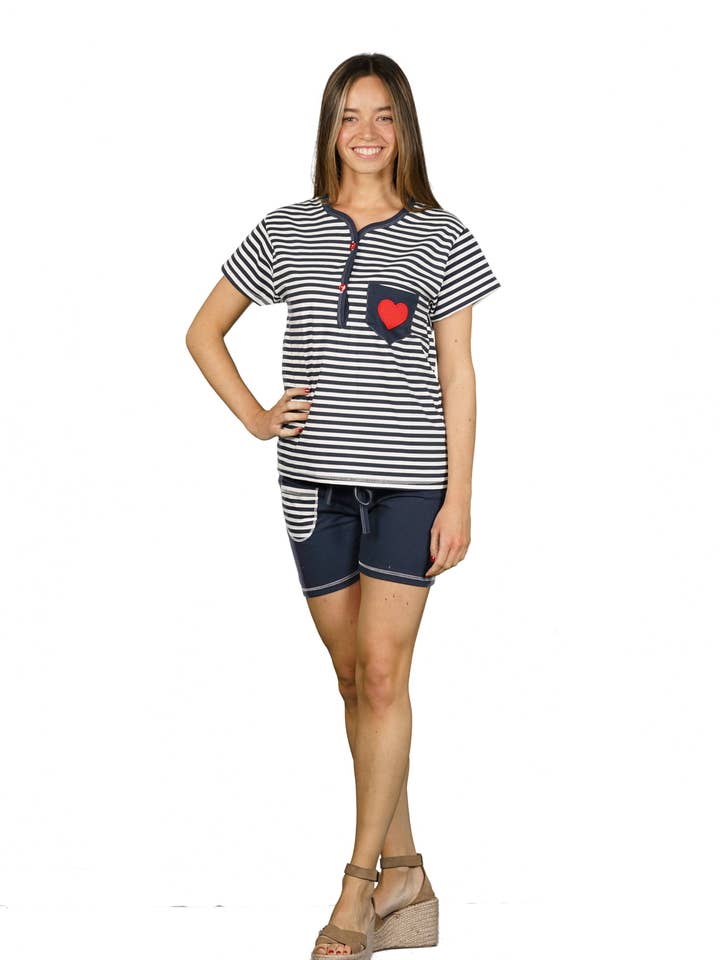 ITM pyjama voor dames, geborduurde hartjes voor wholesale door ITM