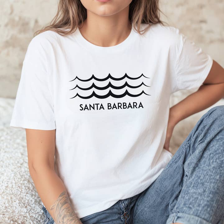 Custom Waves Motif Location Graphic Tee for wholesale by Salt + Fare