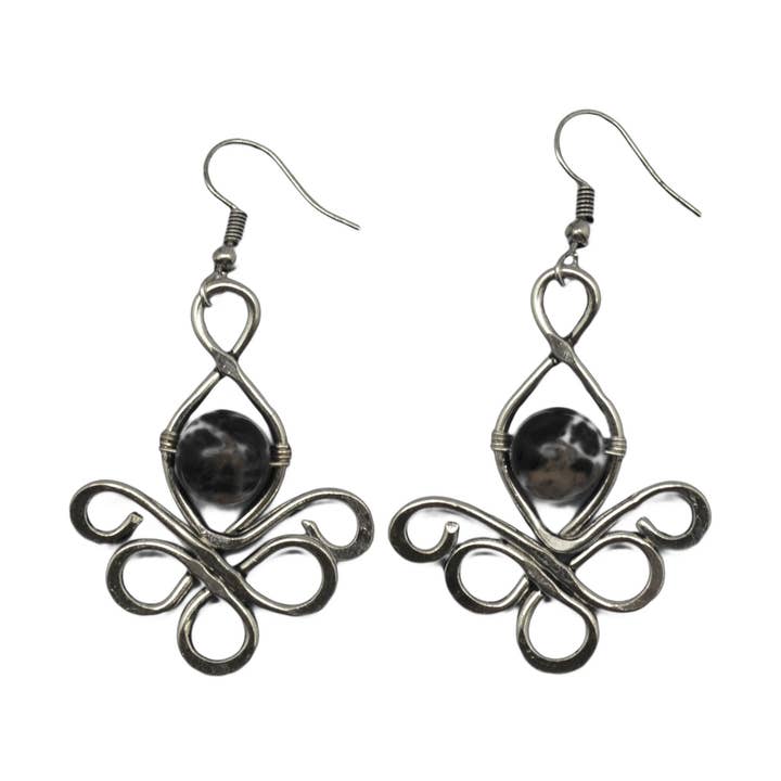 Brincos de Sodalita com Moldura de Prata Antiga Feitos à Mão por atacado de Anju Jewelry