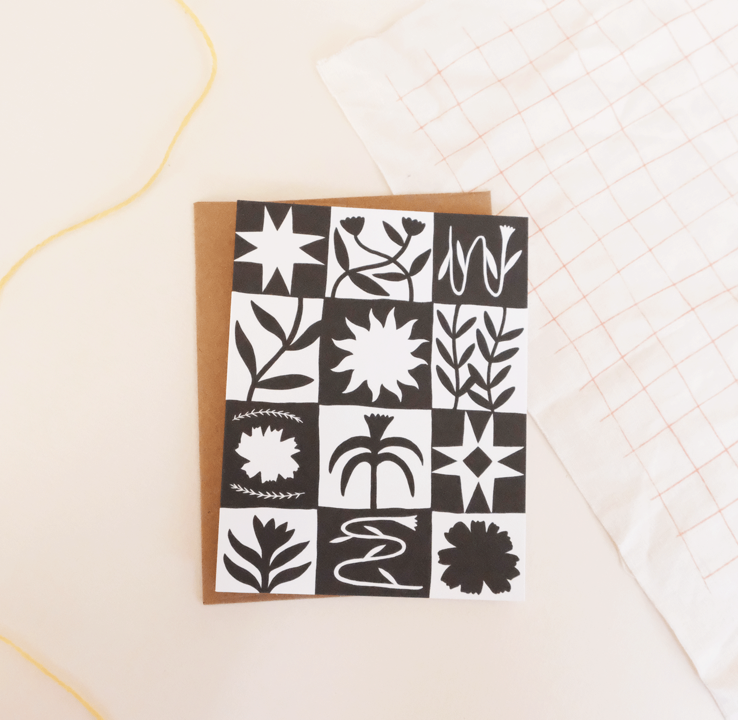 Elana Gabrielle - Wholesale Everyday Greeting Card - Patchwork Greeting Card - Black and White Checker Design1