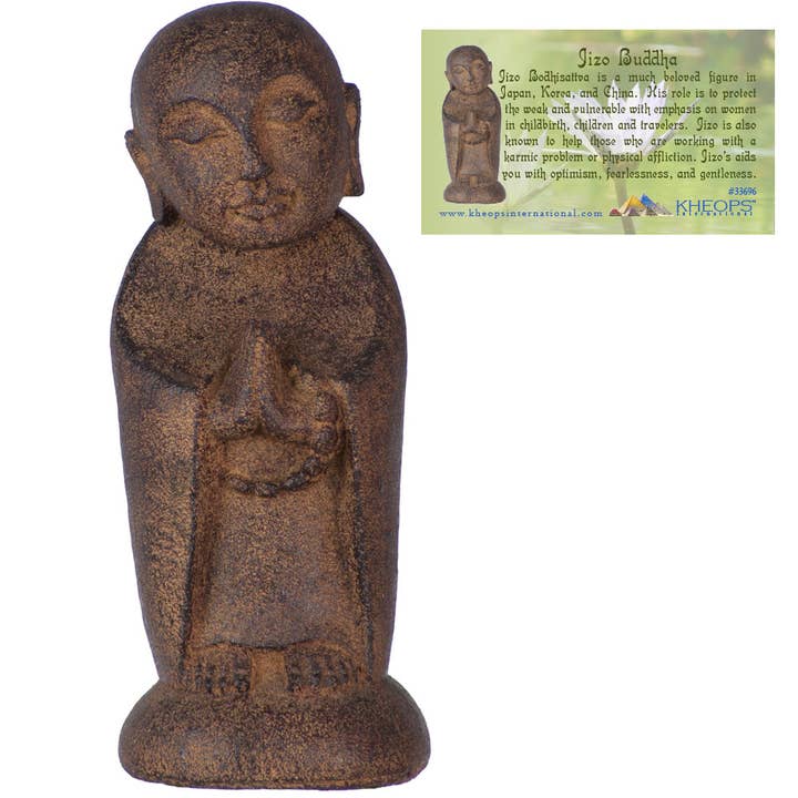 Kheops International – wholesale Decorative figurine – Volcanic Stone Statue Jizo Buddha Brown (Each)