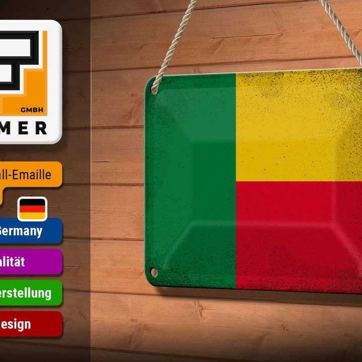 Femer - Wholesale Sign - Flag of Benin Vintage Decorative Sign 18x12 cm Flag of Benin2