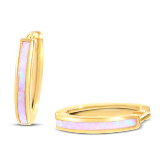 Créoles Huggie Opale Rose pour la vente par Chloe + Lois