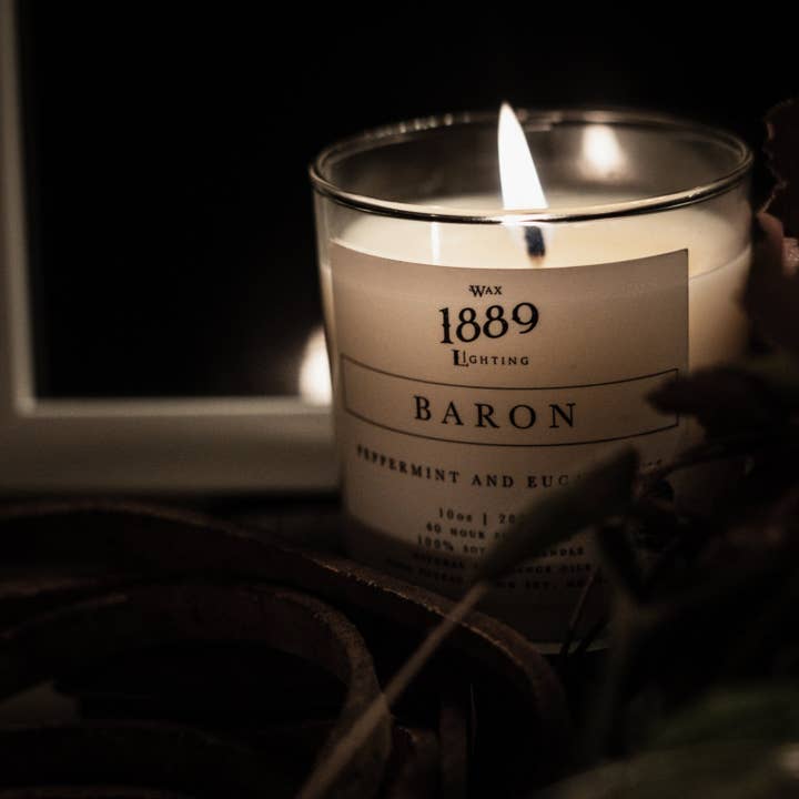 1889 Wax Lighting - Wholesale Jar/Filled Candle - 10oz Baron Candle - No Box