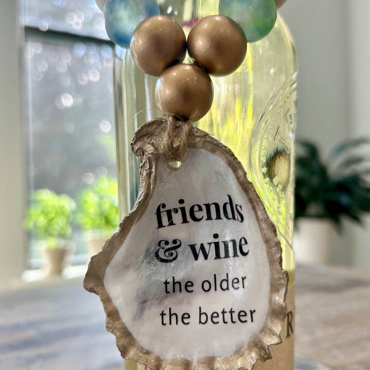 Coast and Cork - Wholesale Wine Charm - Friends and Wine, the Older the Better - Beaded Bottle Charm