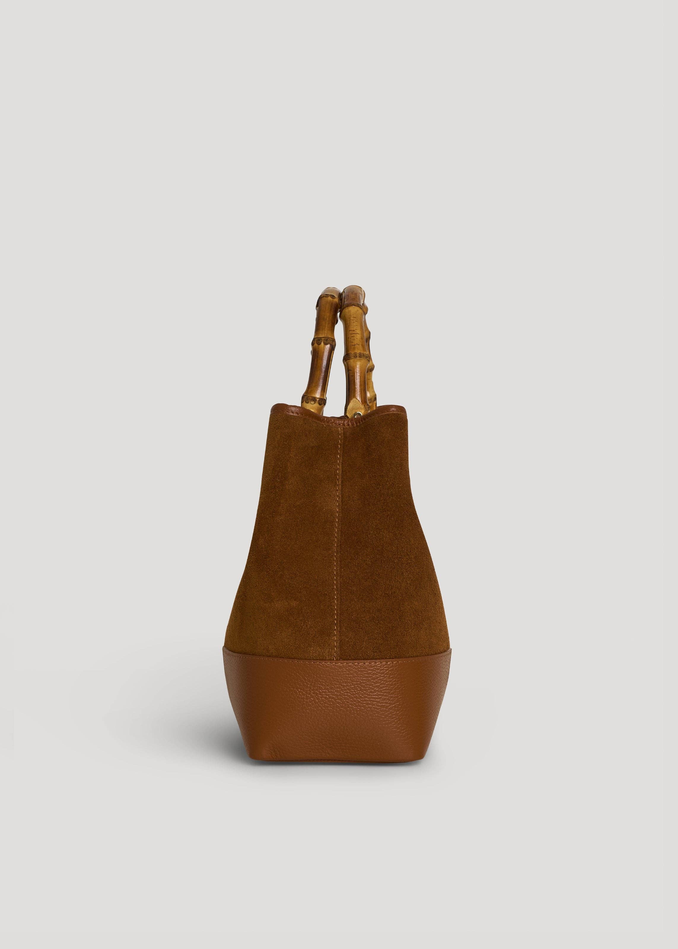 Voemièn - Wholesale Top Handle Bag - Women's - Bamboo Babe Bag in Tan Suede and Leather2