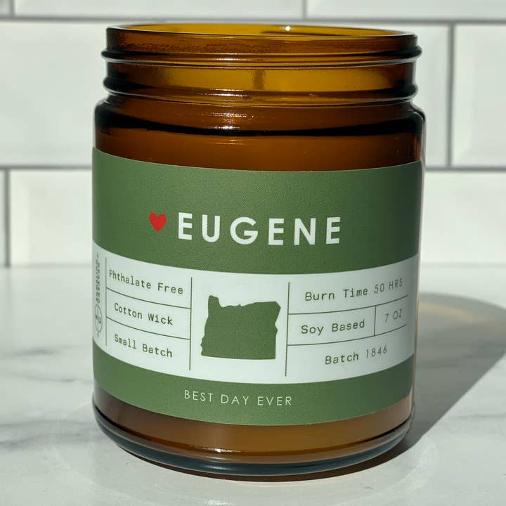 Forest Green White Eugene, OR Candle for wholesale on Faire1