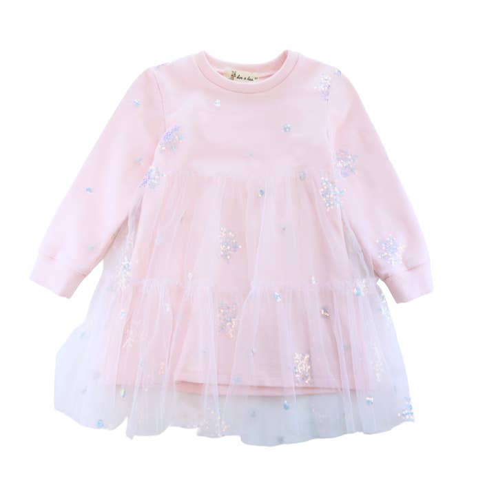 A30 14269 Snowflake Sequin Mesh Layer Dress for wholesale by Doe a Dear