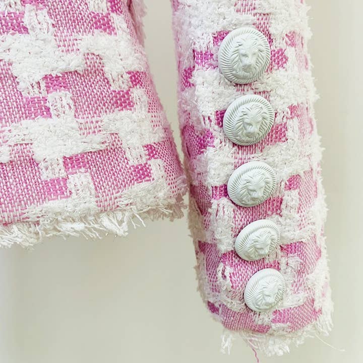 Productseeker - Wholesale Suit Set - Women's - SET063 Elegant Pink Houndstooth Suit Set8