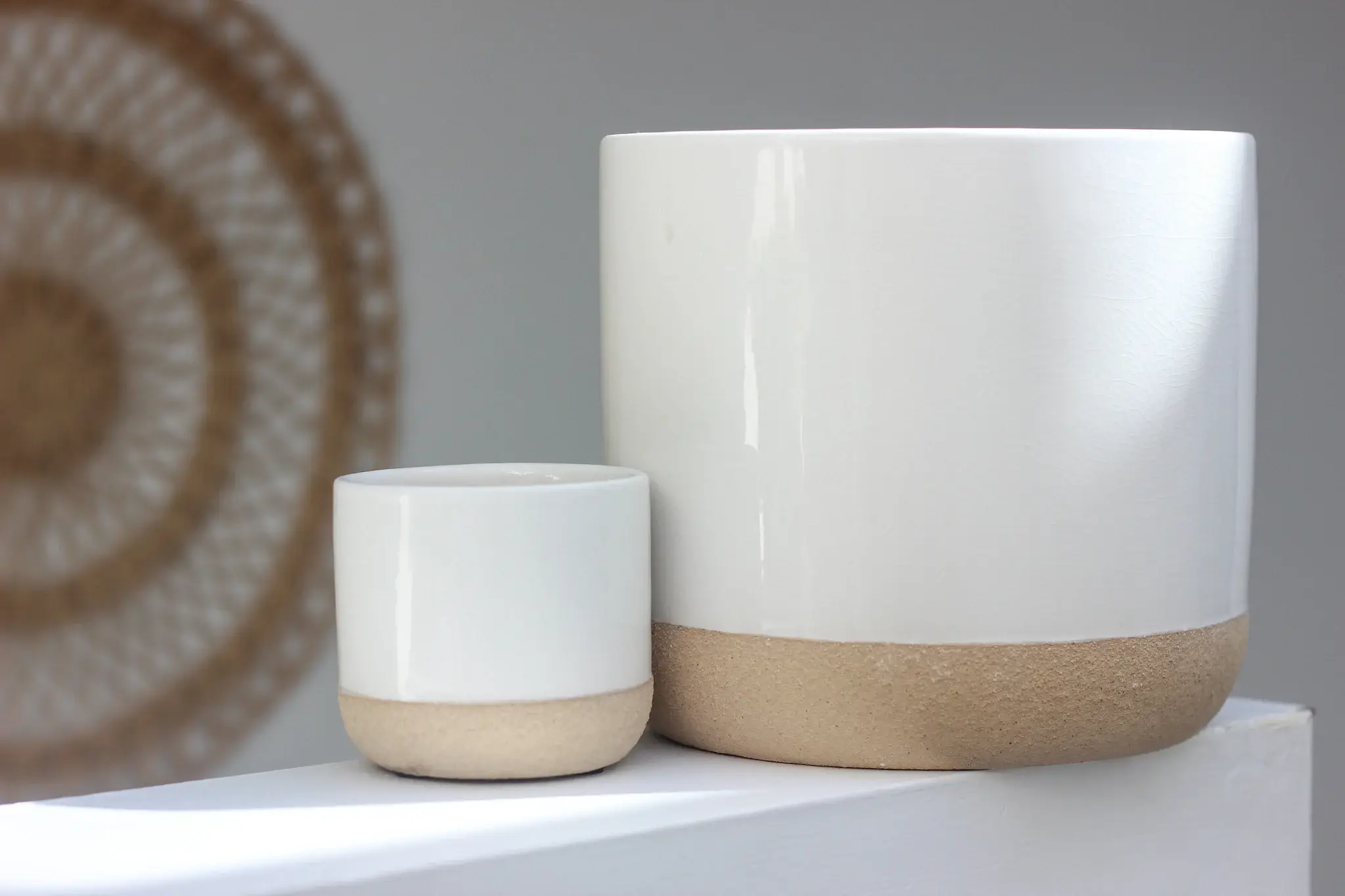 Sprout & About - Wholesale Plant Pot - Large Ceramic Planter Pot White on Beige1