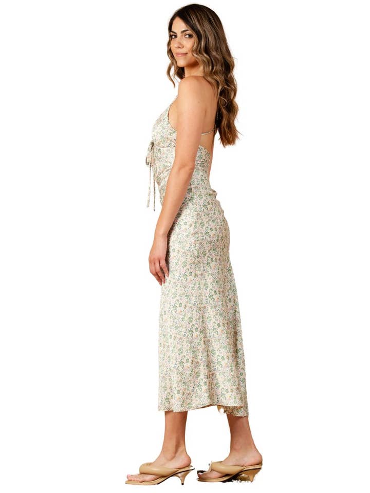 Lucca Couture - Wholesale Dress - Women's - LCD2430-FREESIA SLIP MIDI DRESS-GREEN FLORAL