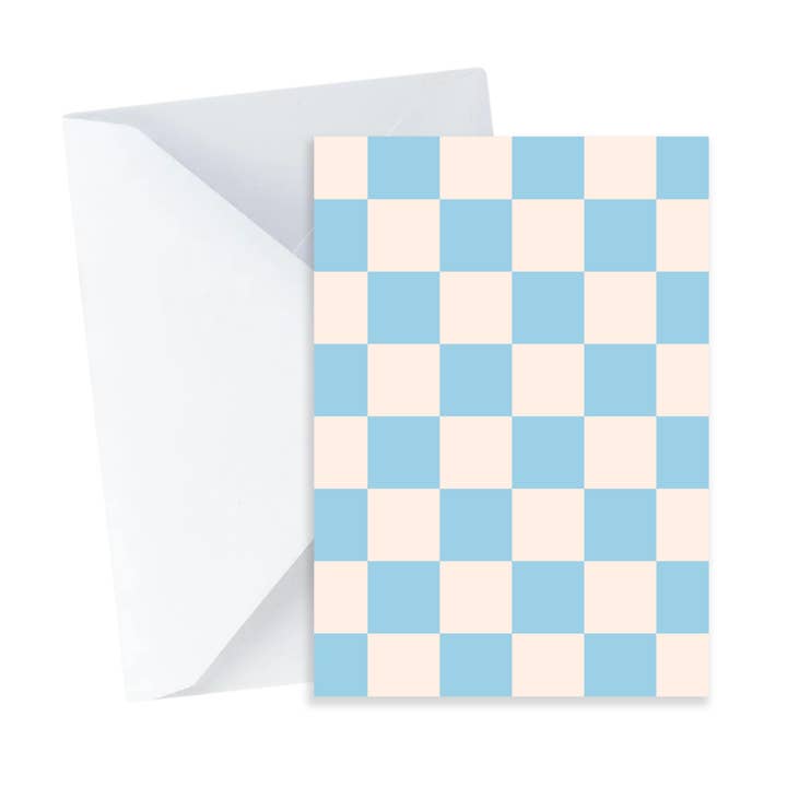 Blå ternet kort - Mini retro hverdagskort, tak for engroshandel hos Popsy Press