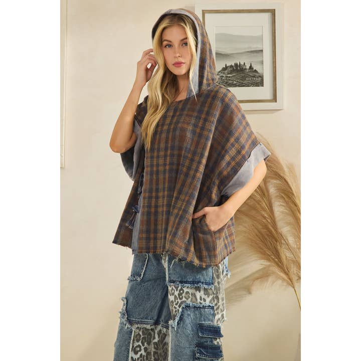 WASHED PONCHO STYLE HOODIE JACKET for wholesale by Oli&Hali