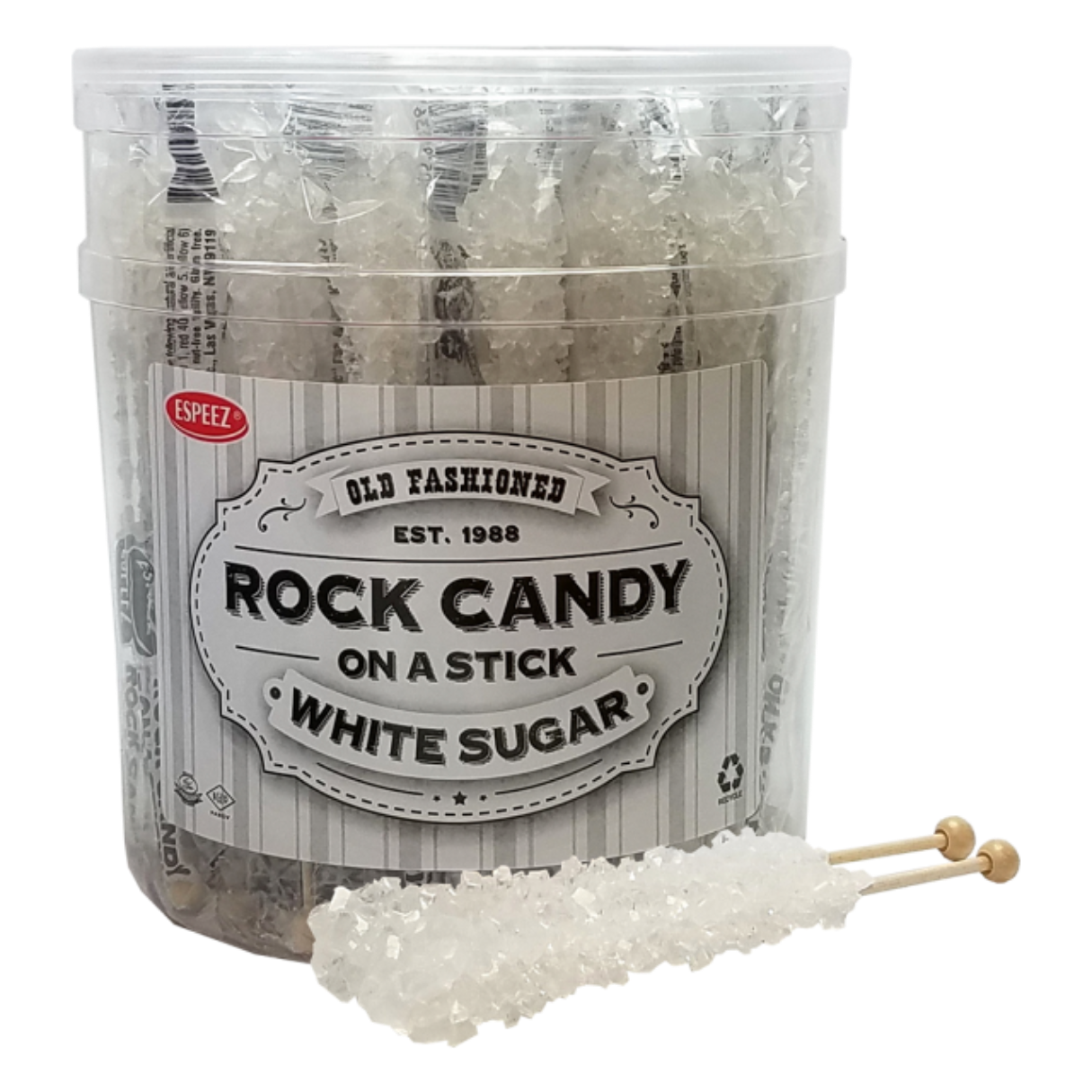 I Got Your Candy - Wholesale Hard Candy - White Rock Candy Sticks Wrapped 0.8oz - 36ct1