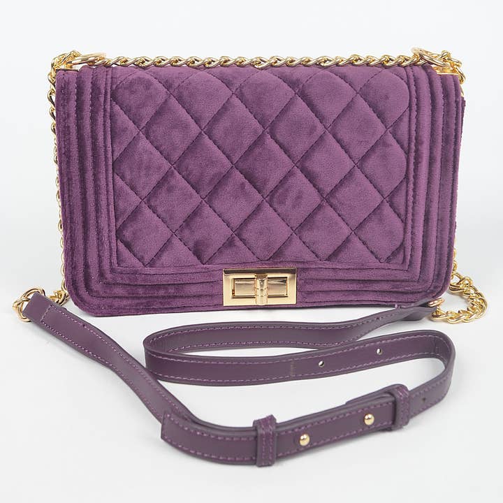 3AM BY H&D ACCESSORIES - Wholesale Crossbody Bag - Women's - Quilted Velvet Flap Bag1