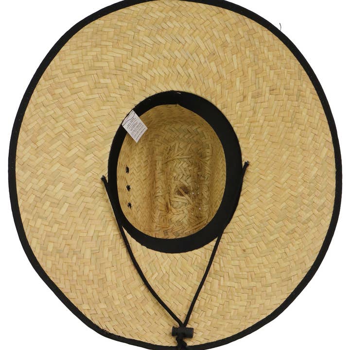 NATURAL BLACK Puerto Rico Flag Eyeleted Straw Lifeguard Hat for wholesale on Faire3