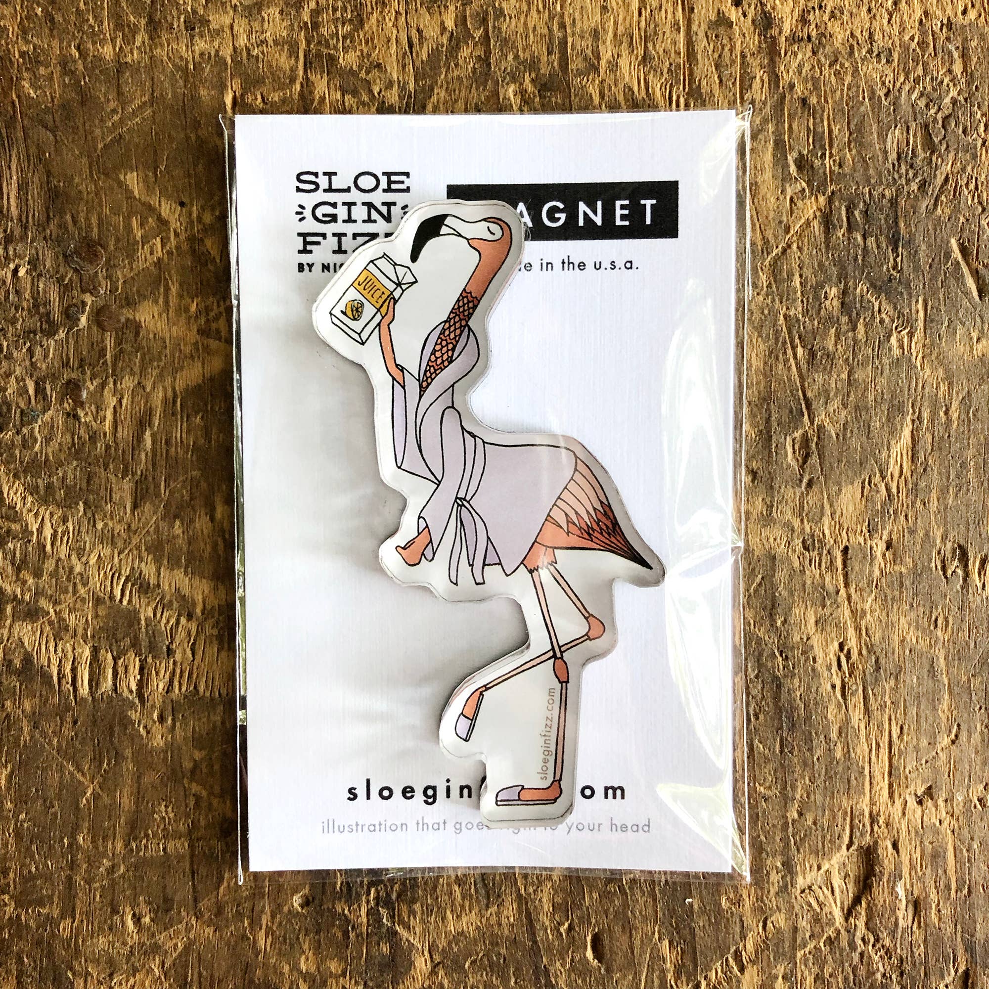 Sloe Gin Fizz - Wholesale Magnet - Flamingo Drinking Juice Refrigerator Magnet1