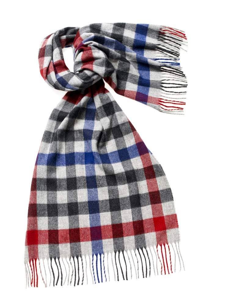 Bronte Moon – wholesale Halsduk - Unisex – Filt halsduk - sjal - Wrap - Bolton Silver Check, Merino lammull, tillverkad i England