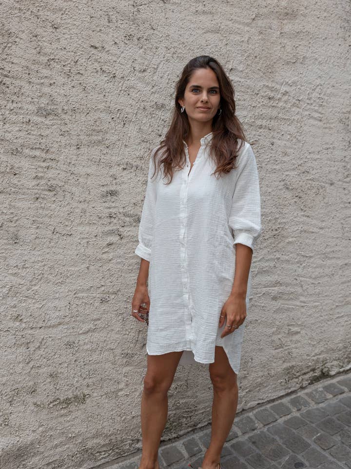 WHITE ELI SHIRT DRESS for wholesale on Faire1