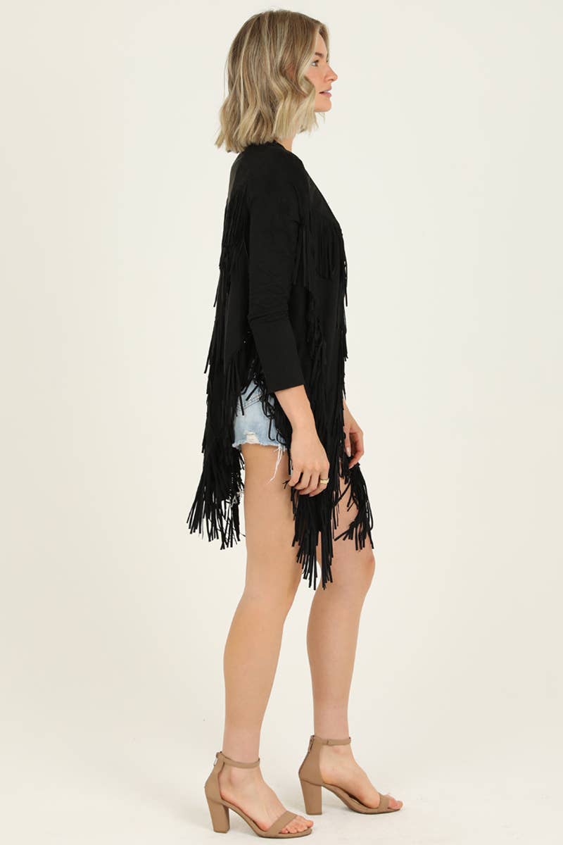 ANGIE - Wholesale Jacket - Women's - SJ598-ASIS FAUX SUEDE FRINGE DETAIL JACKET3