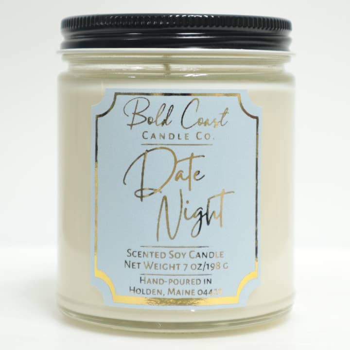 Date Night Scented 7 Ounce Premium Soy Candle for wholesale by Bold Coast Candle Co.